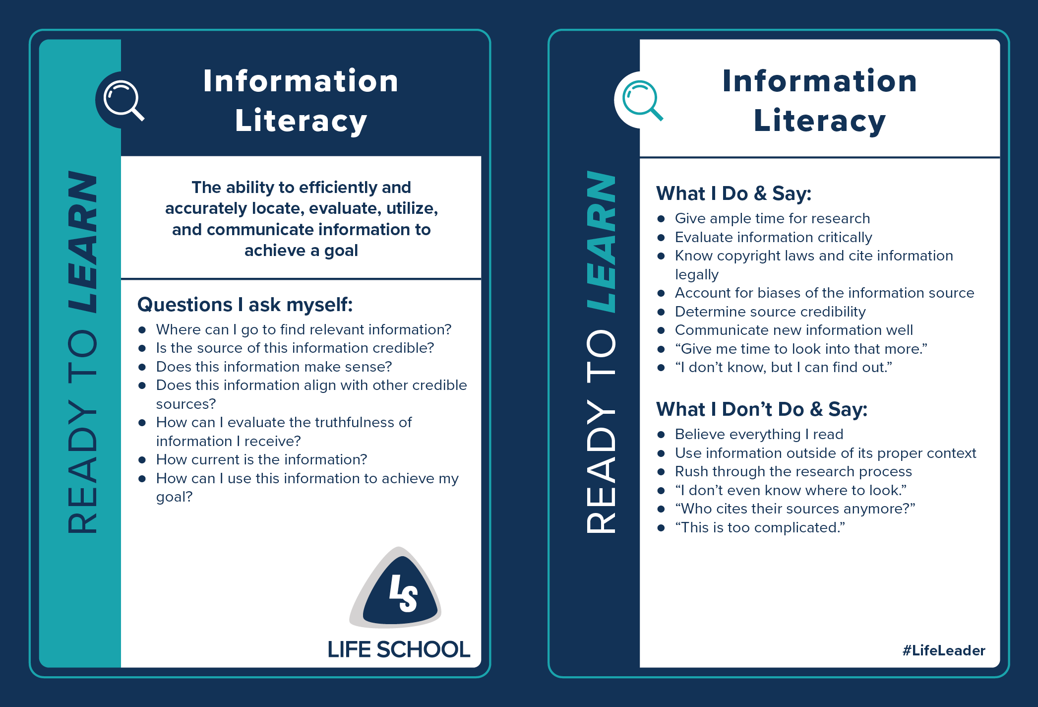 LL Action Card - Information Literacy - English